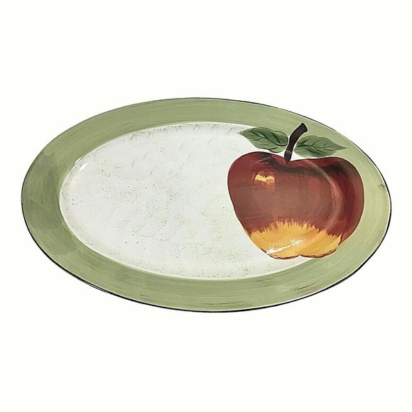 Apple Sauce Hand Painted Collection Cambridge Potteries 14"X10.25" Oval Platter - Picture 1 of 4